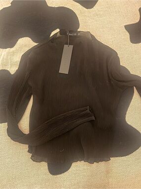 Lioness Black Pleated Long Sleeve Top